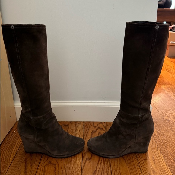 Prada Suede Wedge Knee Boot - Picture 3 of 6
